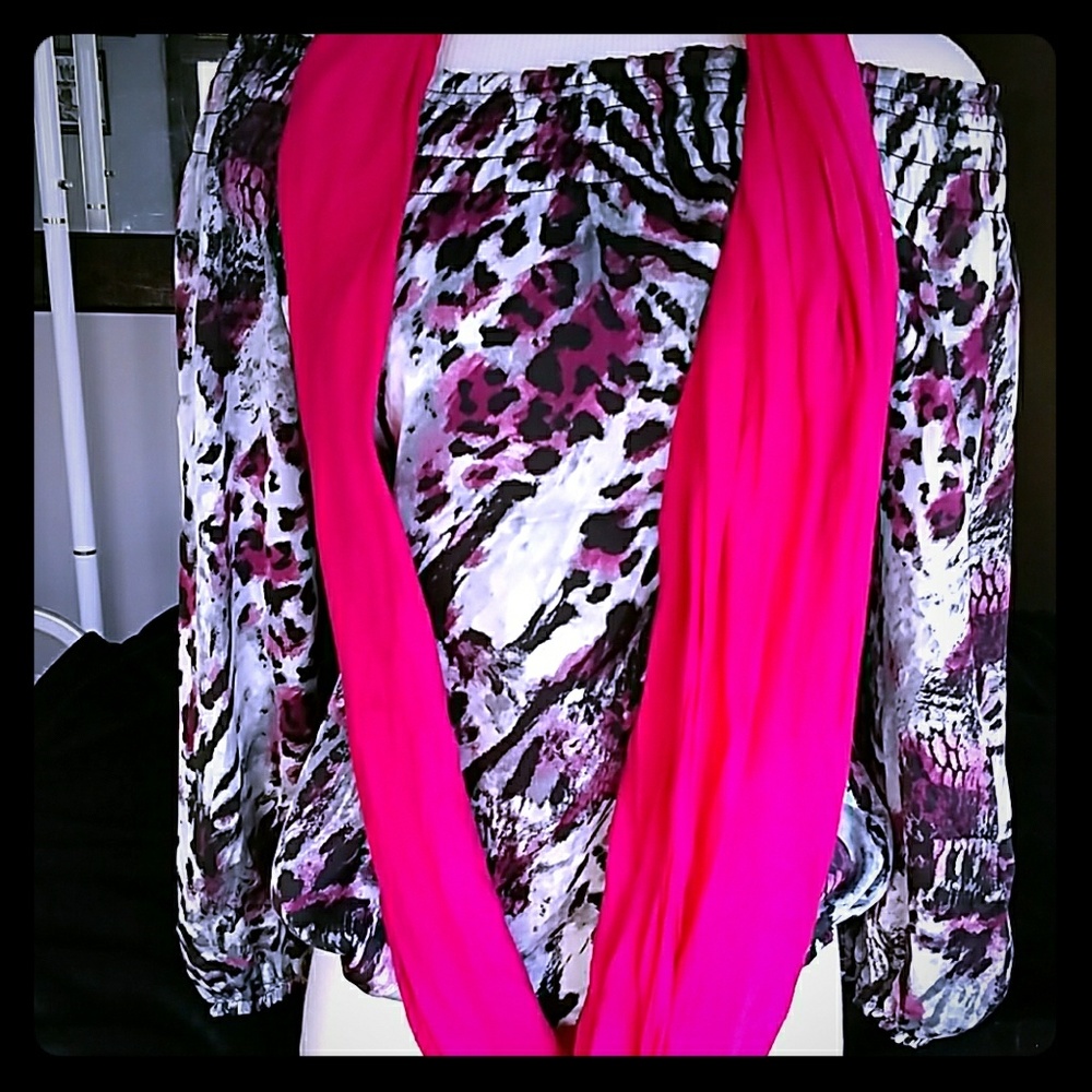 Artistic print silk key long sleeve shirt